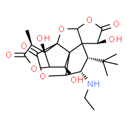 ChemSpider 2D Image | (6S,8S,9S,12R,16S,17R)-9-(Ethylamino)-6,12,17-trihydroxy-16-methyl-8-(2-methyl-2-propanyl)-2,4,14,19-tetraoxahexacyclo[8.7.2.0~1,11~.0~3,7~.0~7,11~.0~13,17~]nonadecane-5,15,18-trione | C22H29NO10