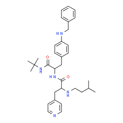 ChemSpider 2D Image | N-(3-Methylbutyl)-3-(4-pyridinyl)alanyl-4-(benzylamino)-N-(2-methyl-2-propanyl)phenylalaninamide | C33H45N5O2
