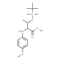 ChemSpider 2D Image | Methyl O-[dimethyl(2-methyl-2-propanyl)silyl]-N-(4-methoxyphenyl)-D-threoninate | C18H31NO4Si
