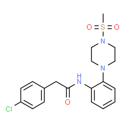 ChemSpider 2D Image | 2-(4-Chlorophenyl)-N-{2-[4-(methylsulfonyl)-1-piperazinyl]phenyl}acetamide | C19H22ClN3O3S