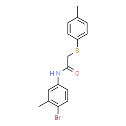 ChemSpider 2D Image | N-(4-BROMO-3-METHYLPHENYL)-2-((4-METHYLPHENYL)THIO)ACETAMIDE | C16H16BrNOS