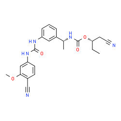 ChemSpider 2D Image | (2S)-1-Cyano-2-butanyl [(1R)-1-(3-{[(4-cyano-3-methoxyphenyl)carbamoyl]amino}phenyl)ethyl]carbamate | C23H25N5O4