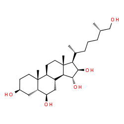ChemSpider 2D Image | (3beta,5beta,6beta,15alpha,16beta,25S)-Cholestane-3,6,15,16,26-pentol | C27H48O5