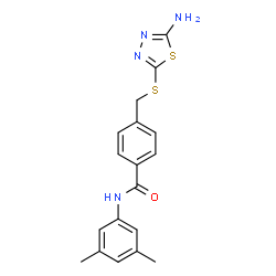 ChemSpider 2D Image | 4-{[(5-Amino-1,3,4-thiadiazol-2-yl)sulfanyl]methyl}-N-(3,5-dimethylphenyl)benzamide | C18H18N4OS2