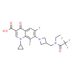 ChemSpider 2D Image | 1-Cyclopropyl-7-(3-{[ethyl(trifluoroacetyl)amino]methyl}-1-azetidinyl)-6,8-difluoro-4-oxo-1,4-dihydro-3-quinolinecarboxylic acid | C21H20F5N3O4