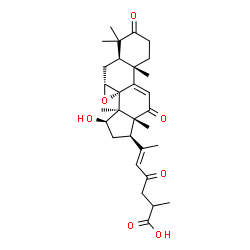 ChemSpider 2D Image | (7alpha,8alpha,15beta,20E)-15-Hydroxy-3,12,23-trioxo-7,8-epoxylanosta-9(11),20(22)-dien-26-oic acid | C30H40O7