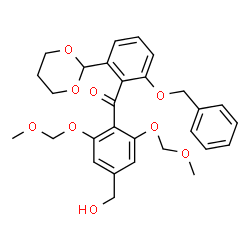 ChemSpider 2D Image | [2-(Benzyloxy)-6-(1,3-dioxan-2-yl)phenyl][4-(hydroxymethyl)-2,6-bis(methoxymethoxy)phenyl]methanone | C29H32O9