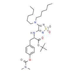 ChemSpider 2D Image | 2-Methyl-2-propanyl N-[4-(dihexylamino)-1,1-dioxido-1,2,5-thiadiazol-3-yl]-O-(dimethylcarbamoyl)-L-tyrosinate | C30H49N5O6S