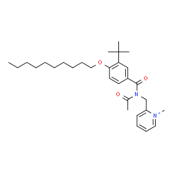ChemSpider 2D Image | 2-({Acetyl[4-(decyloxy)-3-(2-methyl-2-propanyl)benzoyl]amino}methyl)-1-methylpyridinium | C30H45N2O3