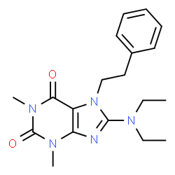 ChemSpider 2D Image | 8-Diethylamino-1,3-dimethyl-7-phenethyl-3,7-dihydro-purine-2,6-dione | C19H25N5O2