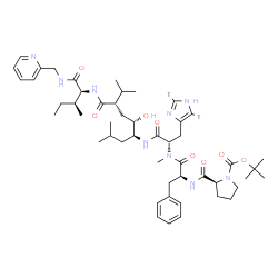 ChemSpider 2D Image | 1-{[(2-Methyl-2-propanyl)oxy]carbonyl}-L-prolyl-L-phenylalanyl-N-[(4S,5S,7S)-5-hydroxy-2,8-dimethyl-7-({(2S,3S)-3-methyl-1-oxo-1-[(2-pyridinylmethyl)amino]-2-pentanyl}carbamoyl)-4-nonanyl]-Nalpha-meth
yl-L-(2,5-~3~H_2_)histidinamide | C50H73T2N9O8