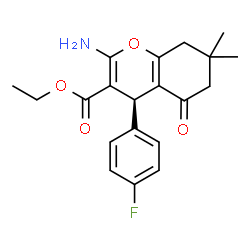 ChemSpider 2D Image | Ethyl (4R)-2-amino-4-(4-fluorophenyl)-7,7-dimethyl-5-oxo-5,6,7,8-tetrahydro-4H-chromene-3-carboxylate | C20H22FNO4