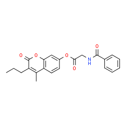 ChemSpider 2D Image | 4-Methyl-2-oxo-3-propyl-2H-chromen-7-yl N-benzoylglycinate | C22H21NO5