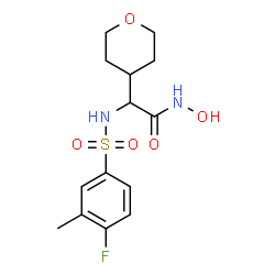 ChemSpider 2D Image | 2-{[(4-Fluoro-3-methylphenyl)sulfonyl]amino}-N-hydroxy-2-(tetrahydro-2H-pyran-4-yl)acetamide | C14H19FN2O5S