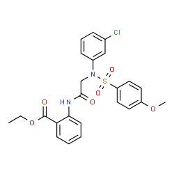 ChemSpider 2D Image | Ethyl 2-({N-(3-chlorophenyl)-N-[(4-methoxyphenyl)sulfonyl]glycyl}amino)benzoate | C24H23ClN2O6S
