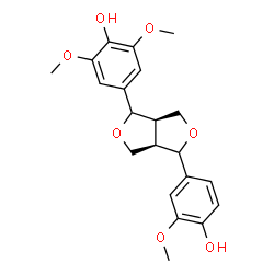 ChemSpider 2D Image | 4-[(3aR,6aR)-4-(4-Hydroxy-3-methoxyphenyl)tetrahydro-1H,3H-furo[3,4-c]furan-1-yl]-2,6-dimethoxyphenol | C21H24O7