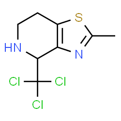 ChemSpider 2D Image | 2-Methyl-4-(trichloromethyl)-4,5,6,7-tetrahydro[1,3]thiazolo[4,5-c]pyridine | C8H9Cl3N2S