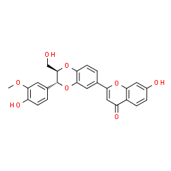 ChemSpider 2D Image | 7-Hydroxy-2-[(2R,3R)-3-(4-hydroxy-3-methoxyphenyl)-2-(hydroxymethyl)-2,3-dihydro-1,4-benzodioxin-6-yl]-4H-chromen-4-one | C25H20O8