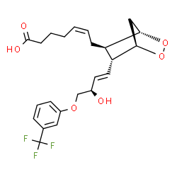 ChemSpider 2D Image | (5Z)-7-[(1R,4S,5R,6R)-6-{(1E,3R)-3-Hydroxy-4-[3-(trifluoromethyl)phenoxy]-1-buten-1-yl}-2,3-dioxabicyclo[2.2.1]hept-5-yl]-5-heptenoic acid | C23H27F3O6