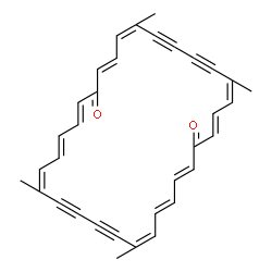 ChemSpider 2D Image | (2E,4Z,10Z,12E,15E,17E,19Z,25Z,27E,29E)-5,10,20,25-Tetramethyl-2,4,10,12,15,17,19,25,27,29-cyclotriacontadecaene-6,8,21,23-tetrayne-1,14-dione | C34H28O2