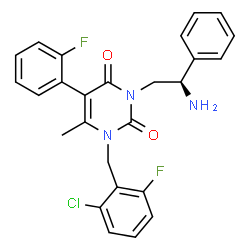 ChemSpider 2D Image | 3-[(2R)-2-Amino-2-phenylethyl]-1-(2-chloro-6-fluorobenzyl)-5-(2-fluorophenyl)-6-methyl-2,4(1H,3H)-pyrimidinedione | C26H22ClF2N3O2