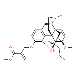 ChemSpider 2D Image | methyl 2-({[(5alpha,7alpha)-7-(2-hydroxypentan-2-yl)-6-methoxy-17-methyl-4,5-epoxy-6,14-ethenomorphinan-3-yl]oxy}methyl)prop-2-enoate | C30H39NO6