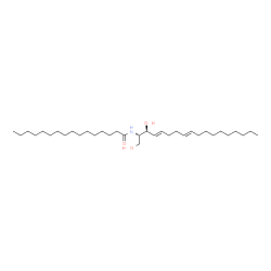 ChemSpider 2D Image | N-[(2S,3S,4E,8E)-1,3-Dihydroxy-4,8-octadecadien-2-yl]hexadecanamide | C34H65NO3