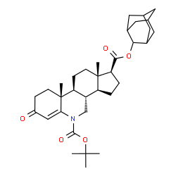 ChemSpider 2D Image | 1-Adamantan-2-yl 5-(2-methyl-2-propanyl) (1S,3aS,3bS,9aR,9bS,11aS)-9a,11a-dimethyl-7-oxo-1,2,3,3a,3b,4,7,8,9,9a,9b,10,11,11a-tetradecahydro-5H-cyclopenta[i]phenanthridine-1,5-dicarboxylate | C34H49NO5