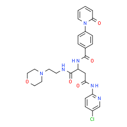 ChemSpider 2D Image | N~4~-(5-Chloro-2-pyridinyl)-N~1~-[2-(4-morpholinyl)ethyl]-N~2~-[4-(2-oxo-1(2H)-pyridinyl)benzoyl]aspartamide | C27H29ClN6O5