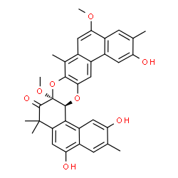 ChemSpider 2D Image | (8aS,18aS)-2,5,15-Trihydroxy-8a,12-dimethoxy-3,7,7,10,14-pentamethyl-8a,18a-dihydrodinaphtho[1,2-a:2',1'-i]oxanthren-8(7H)-one | C35H32O8