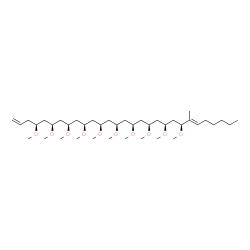 ChemSpider 2D Image | (4S,6S,8S,10S,14S,16S,18S,20S,22S,23E)-4,6,8,10,12,14,16,18,20,22-Decamethoxy-23-methyl-1,23-nonacosadiene | C40H78O10
