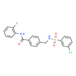 ChemSpider 2D Image | 4-({[(3-Chlorophenyl)sulfonyl]amino}methyl)-N-(2-fluorophenyl)benzamide | C20H16ClFN2O3S