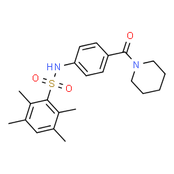 ChemSpider 2D Image | 2,3,5,6-Tetramethyl-N-[4-(1-piperidinylcarbonyl)phenyl]benzenesulfonamide | C22H28N2O3S