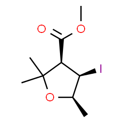 ChemSpider 2D Image | Methyl (3S,4R,5R)-4-iodo-2,2,5-trimethyltetrahydro-3-furancarboxylate | C9H15IO3