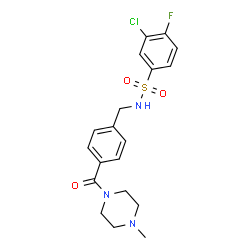 ChemSpider 2D Image | 3-Chloro-4-fluoro-N-{4-[(4-methyl-1-piperazinyl)carbonyl]benzyl}benzenesulfonamide | C19H21ClFN3O3S
