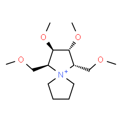 ChemSpider 2D Image | (1S,2R,3R,4S)-2,3-Dimethoxy-1,4-bis(methoxymethyl)-5-azoniaspiro[4.4]nonane | C14H28NO4