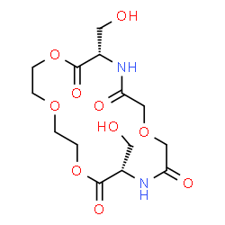 ChemSpider 2D Image | (9S,17S)-9,17-Bis(hydroxymethyl)-1,4,7,13-tetraoxa-10,16-diazacyclooctadecane-8,11,15,18-tetrone | C14H22N2O10