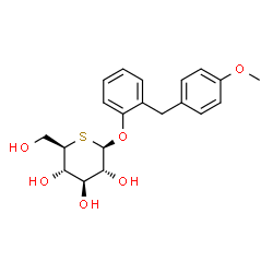ChemSpider 2D Image | 2-(4-Methoxybenzyl)phenyl 5-thio-beta-D-glucopyranoside | C20H24O6S