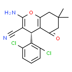 ChemSpider 2D Image | (4R)-2-Amino-4-(2,6-dichlorophenyl)-7,7-dimethyl-5-oxo-5,6,7,8-tetrahydro-4H-chromene-3-carbonitrile | C18H16Cl2N2O2