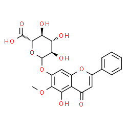 ChemSpider 2D Image | 5-Hydroxy-6-methoxy-4-oxo-2-phenyl-4H-chromen-7-yl D-glucopyranosiduronic acid | C22H20O11