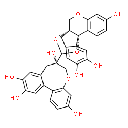 ChemSpider 2D Image | (7S)-7-[(1S,10R)-5,14,15-Trihydroxy-8,18,20-trioxapentacyclo[8.7.3.0~1,10~.0~2,7~.0~12,17~]icosa-2,4,6,12,14,16-hexaen-19-yl]-7,8-dihydro-6H-dibenzo[b,d]oxocine-3,7,10,11-tetrol | C32H26O11