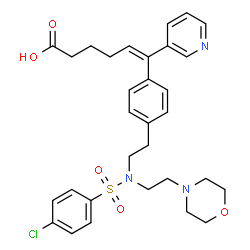 ChemSpider 2D Image | (5E)-6-[4-(2-{[(4-Chlorophenyl)sulfonyl][2-(4-morpholinyl)ethyl]amino}ethyl)phenyl]-6-(3-pyridinyl)-5-hexenoic acid | C31H36ClN3O5S