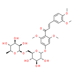 ChemSpider 2D Image | 4-[(2E)-3-(3,4-Dimethoxyphenyl)-2-propenoyl]-3,5-dimethoxyphenyl 6-O-(6-deoxy-beta-L-mannopyranosyl)-D-glucopyranoside | C31H40O15