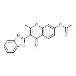 ChemSpider 2D Image | 3-(1,3-Benzothiazol-2-yl)-2-methyl-4-oxo-4H-chromen-7-yl acetate | C19H13NO4S