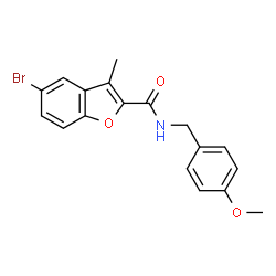ChemSpider 2D Image | 5-Bromo-N-(4-methoxybenzyl)-3-methyl-1-benzofuran-2-carboxamide | C18H16BrNO3