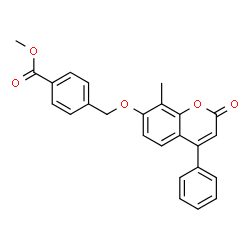 ChemSpider 2D Image | Methyl 4-{[(8-methyl-2-oxo-4-phenyl-2H-chromen-7-yl)oxy]methyl}benzoate | C25H20O5