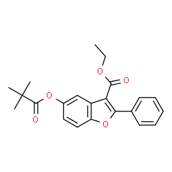 ChemSpider 2D Image | Ethyl 5-[(2,2-dimethylpropanoyl)oxy]-2-phenyl-1-benzofuran-3-carboxylate | C22H22O5
