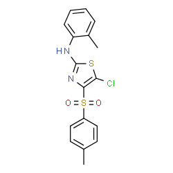 ChemSpider 2D Image | 5-Chloro-N-(2-methylphenyl)-4-[(4-methylphenyl)sulfonyl]-1,3-thiazol-2-amine | C17H15ClN2O2S2