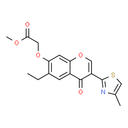 ChemSpider 2D Image | Methyl {[6-ethyl-3-(4-methyl-1,3-thiazol-2-yl)-4-oxo-4H-chromen-7-yl]oxy}acetate | C18H17NO5S