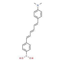 ChemSpider 2D Image | (4-{(1E,3E,5E)-6-[4-(Dimethylamino)phenyl]-1,3,5-hexatrien-1-yl}phenyl)boronic acid | C20H22BNO2